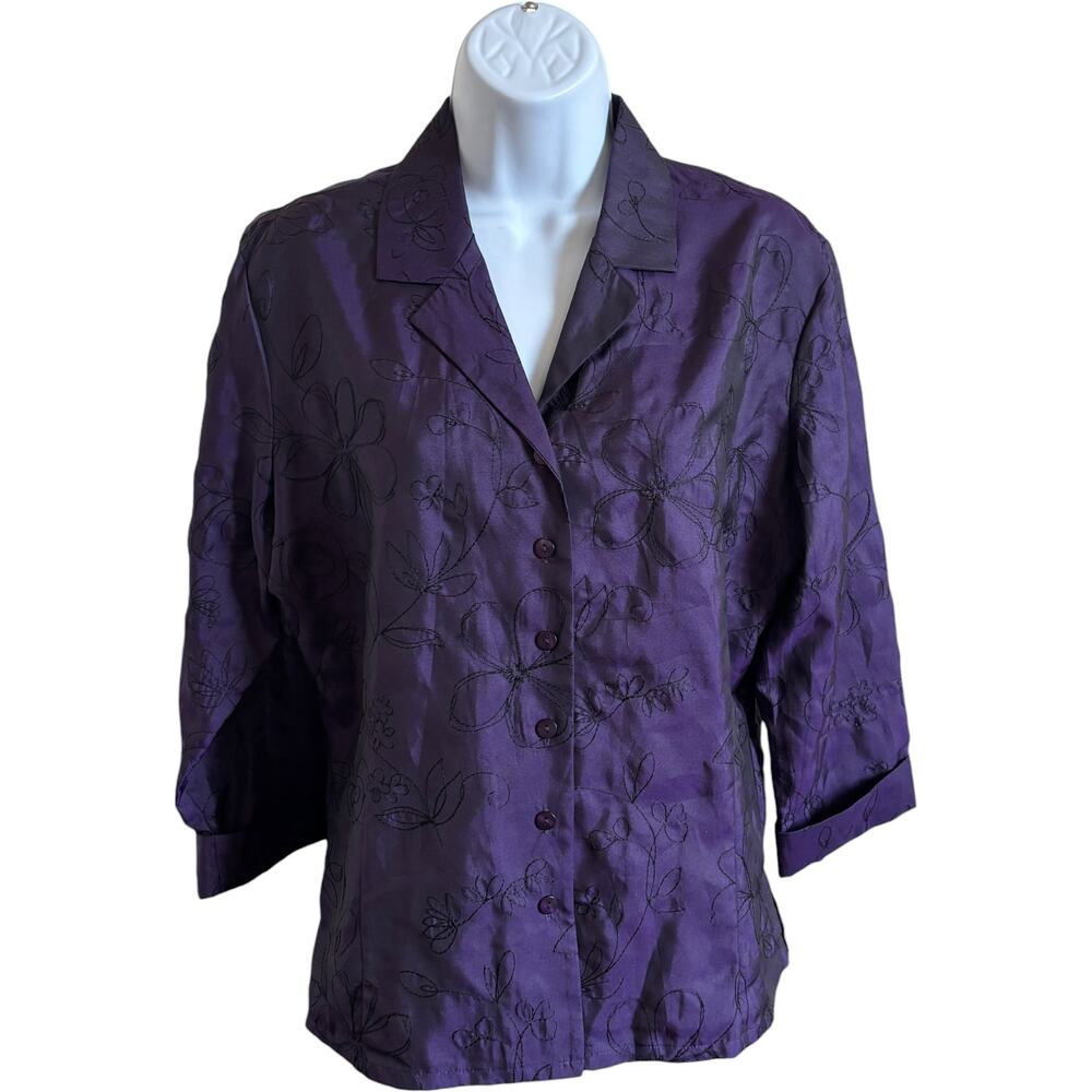 Anne Carson M Embroidered Jacket Purple Silk